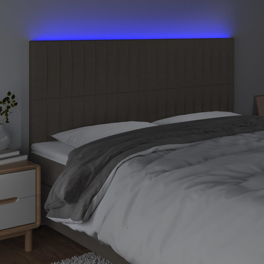 Hoofdbord Led Stof 160 x 5 x 118/128 cm Taupe
