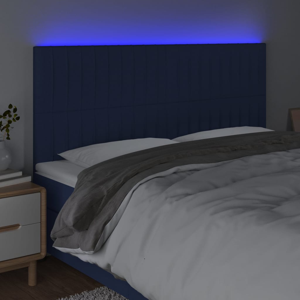 Hoofdbord Led Stof 160 x 5 x 118/128 cm Blauw
