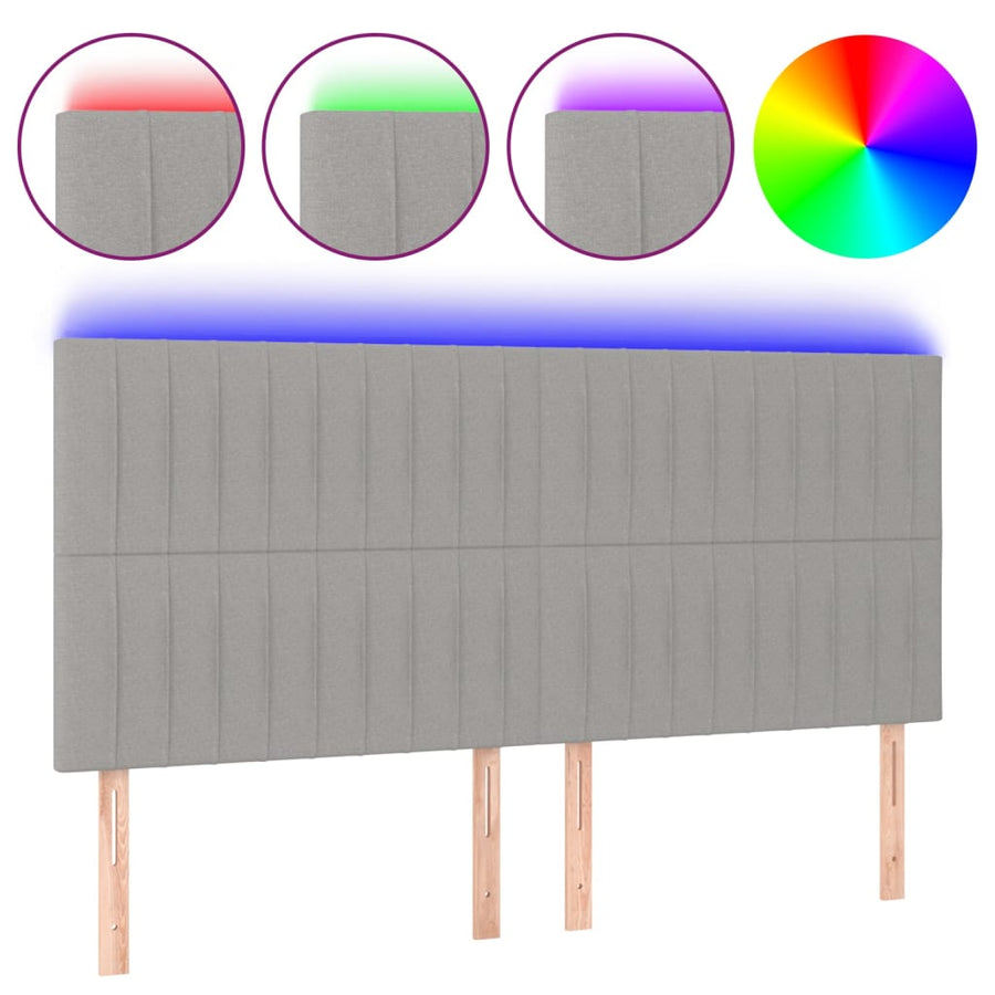 Hoofdbord Led Stof 180 x 5 x 118/128 cm Lichtgrijs