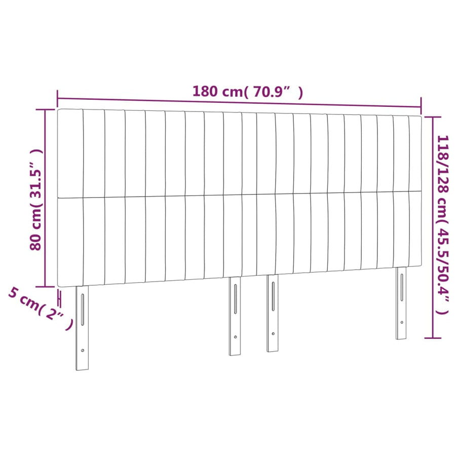 Hoofdbord Led Stof 180 x 5 x 118/128 cm Zwart