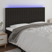 Hoofdbord 180x5x118/128 cm stof zwart LED