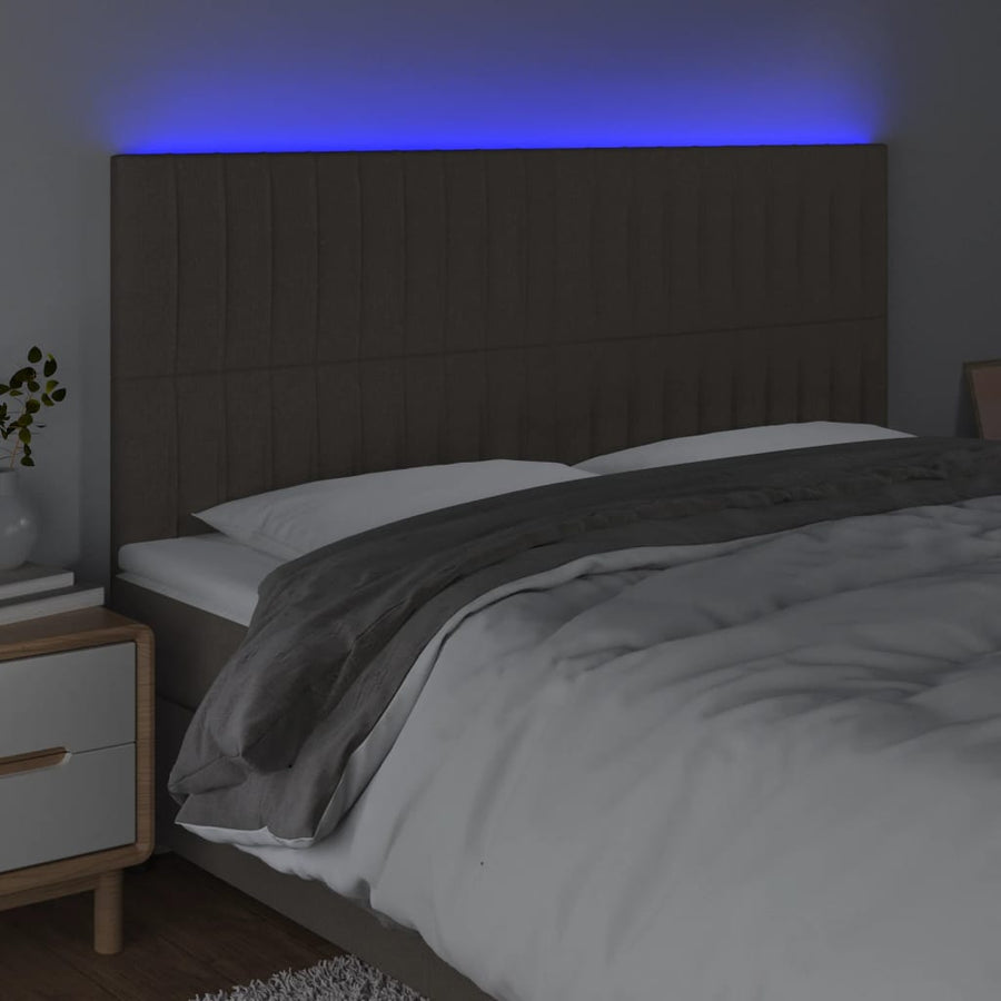 Hoofdbord Led Stof Taupe 180 x 5 x 118/128 cm