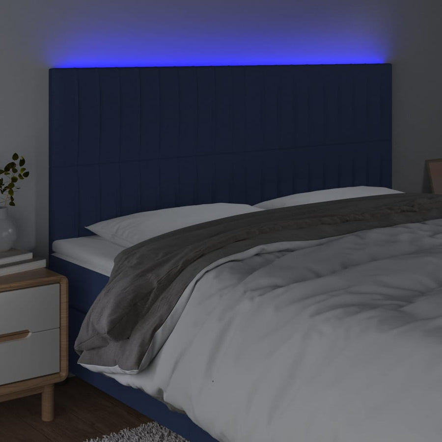 Hoofdbord Led Stof 180 x 5 x 118/128 cm Blauw