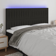 Hoofdbord 200x5x118/128 cm stof zwart met LED