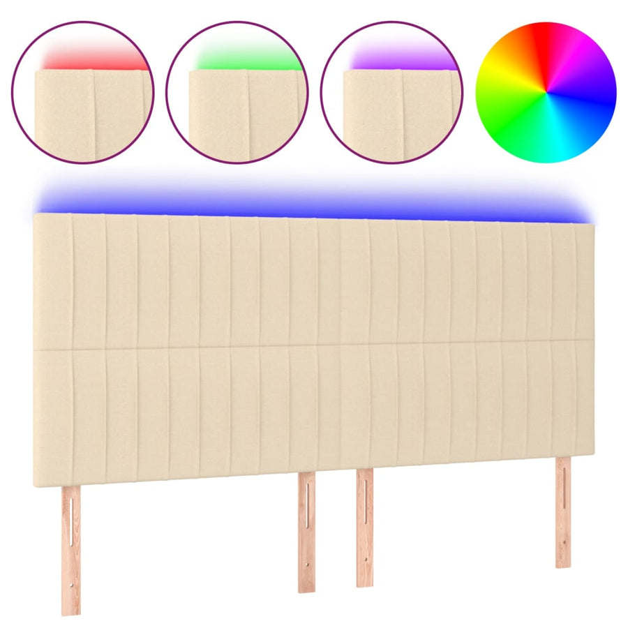 Hoofdbord Led Stof Kleurig Crème 200 x 5 x 118/128 cm