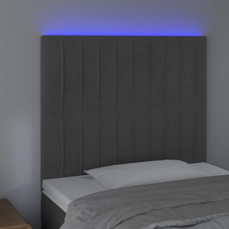 Hoofdbord Led Fluweel 80 x 5 x 118/128 cm Donkergrijs