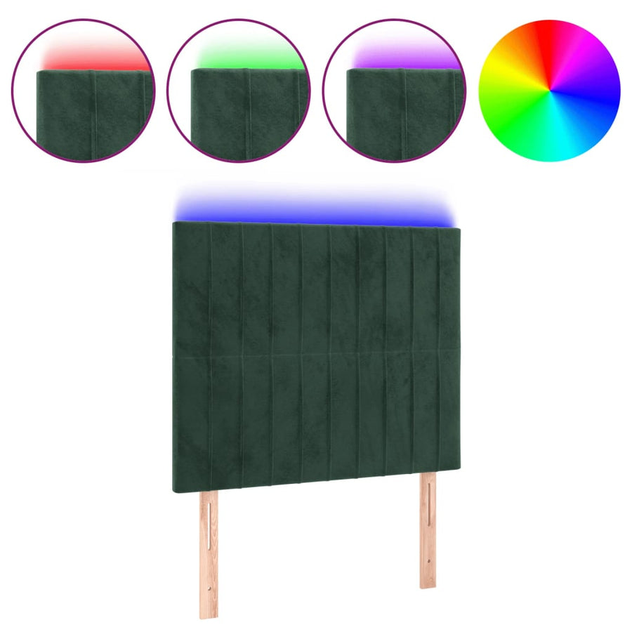 Hoofdbord Led Fluweel 80 x 5 x 118/128 cm Donkergroen