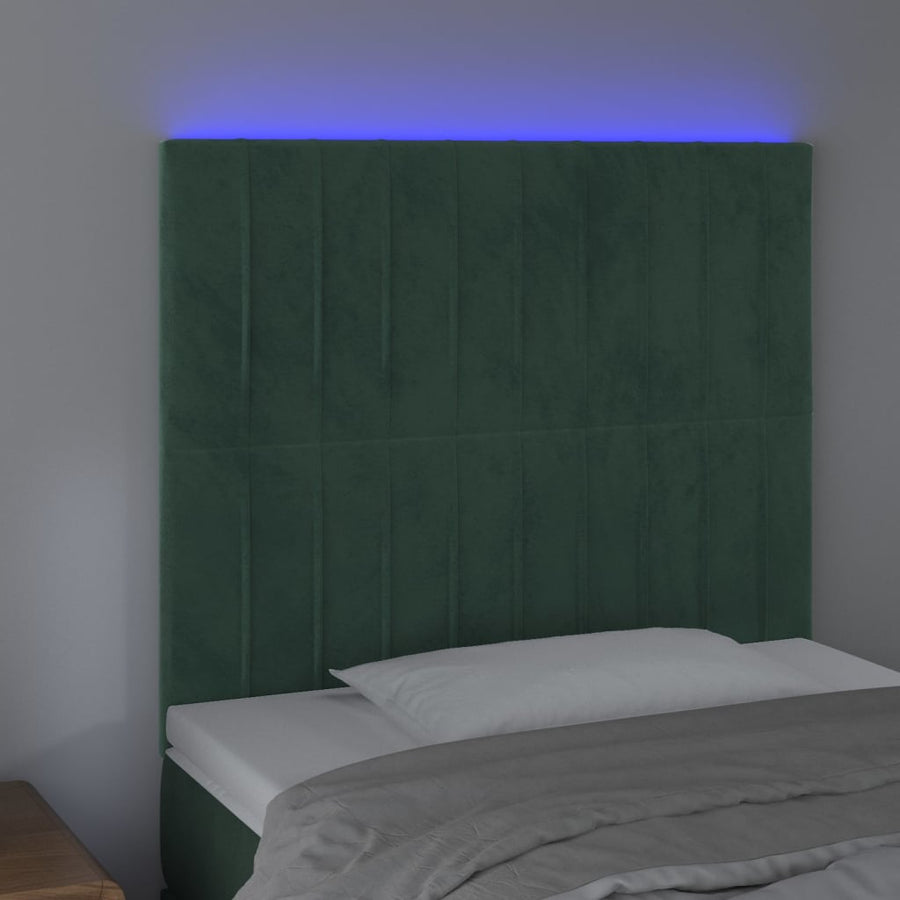 Hoofdbord Led Fluweel 80 x 5 x 118/128 cm Donkergroen