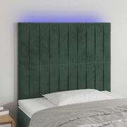 Hoofdbord 80x5x118/128 cm fluweel donkergroen LED