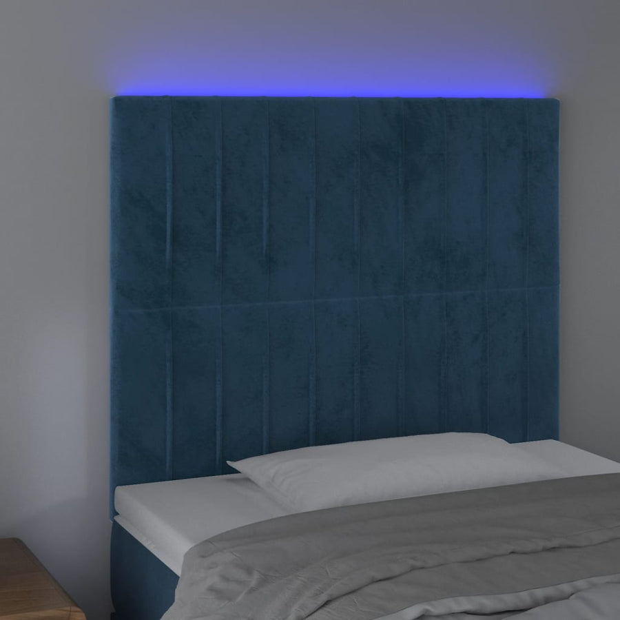 Hoofdbord Led Fluweel 80 x 5 x 118/128 cm Donkerblauw