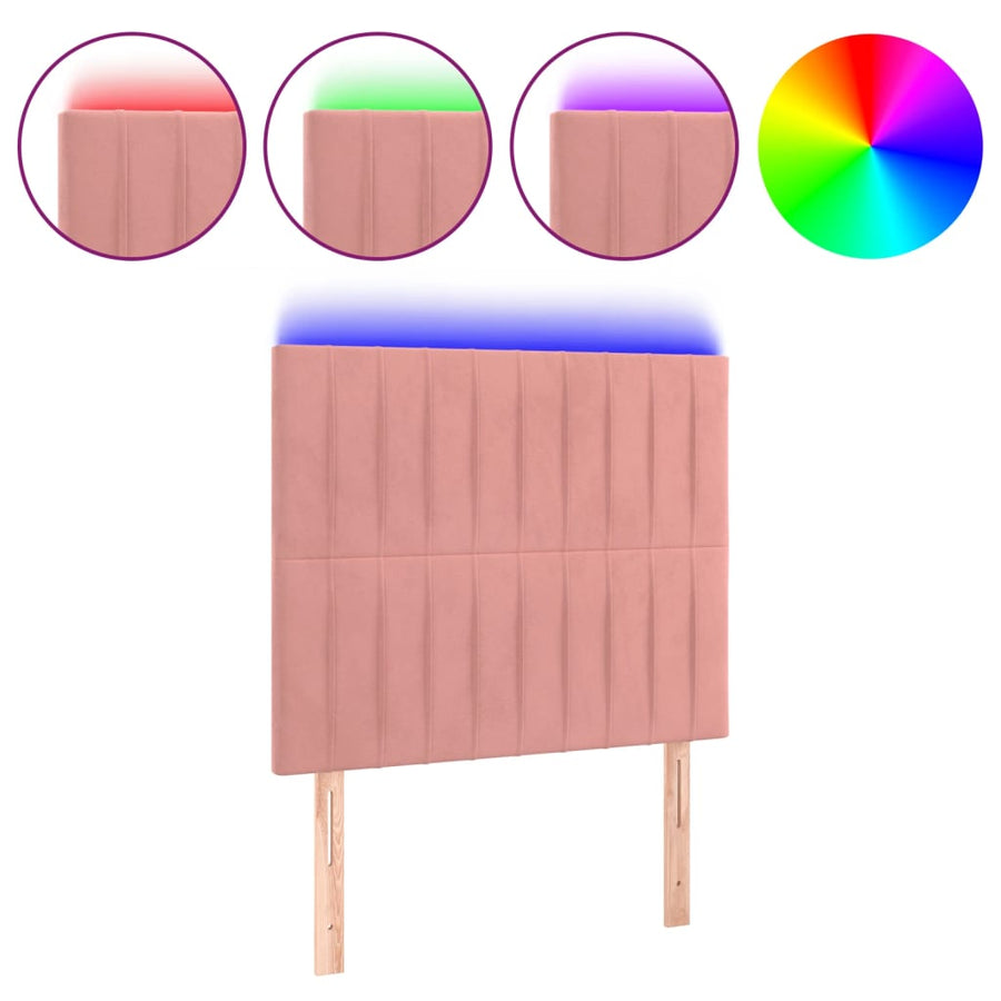 Hoofdbord Led Fluweel 80 x 5 x 118/128 cm Roze