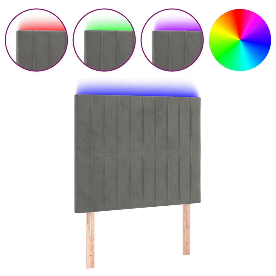 Hoofdbord Led Fluweel 90 x 5 x 118/128 cm Lichtgrijs