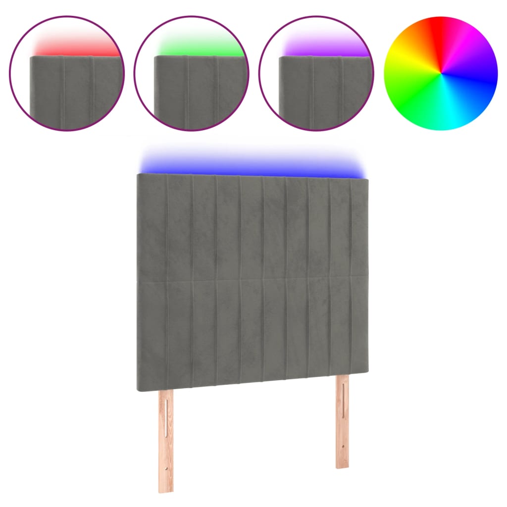 Hoofdbord Led Fluweel 100 x 5 x 118/128 cm Lichtgrijs