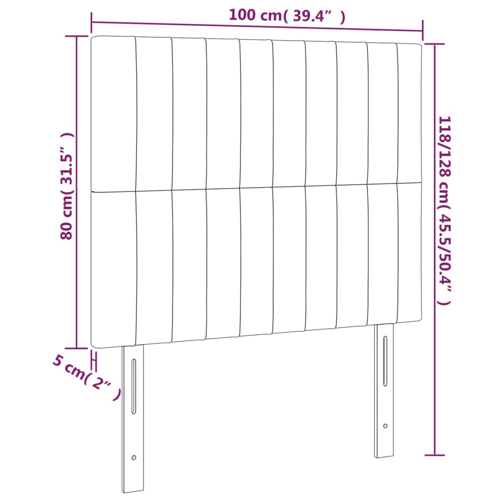 Hoofdbord Led Fluweel 100 x 5 x 118/128 cm Zwart