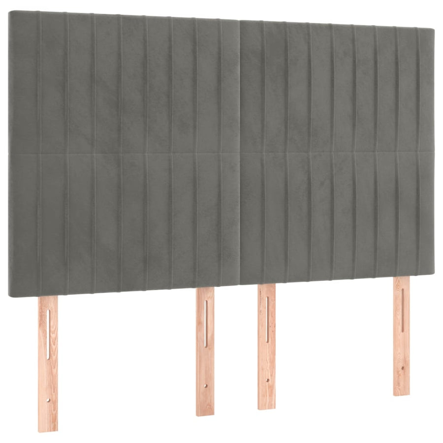 Hoofdbord Led Fluweel 1 144 x 5 x 118/128 cm Lichtgrijs
