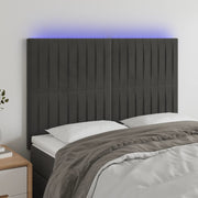 Headboard LED 144x5x118/128 cm velvet dark grey