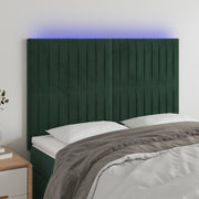 Headboard LED 144x5x118/128 cm velvet dark green