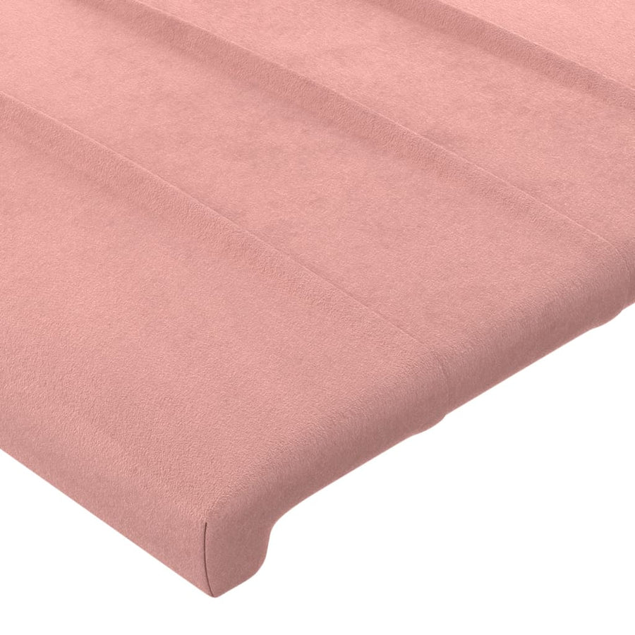 Hoofdbord Led Fluweel Zwart 144 x 5 x 118/128 cm Roze