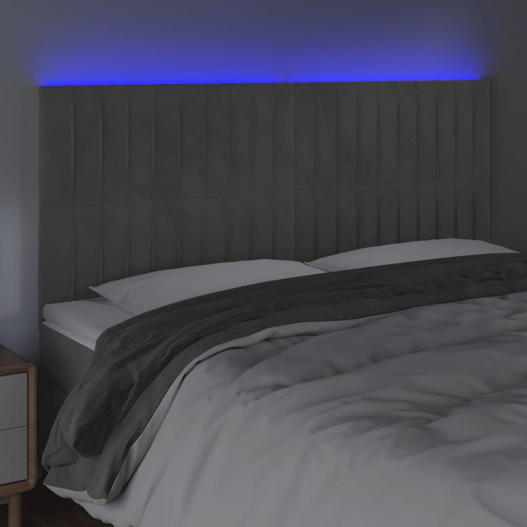 Hoofdbord Led Fluweel 160 x 5 x 118/128 cm Lichtgrijs