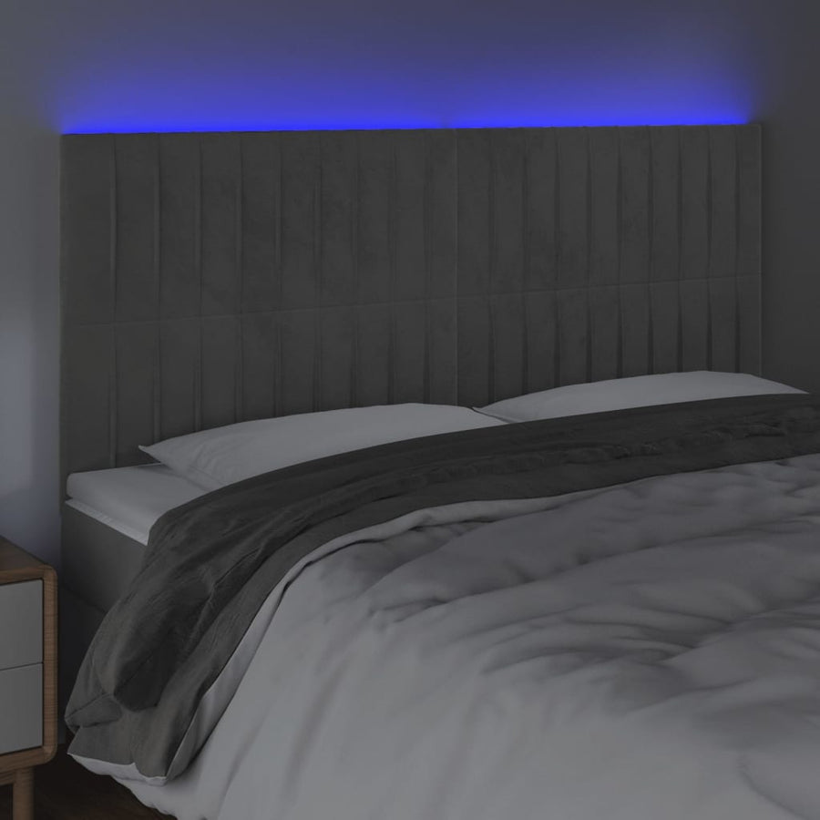 Hoofdbord Led Fluweel 160 x 5 x 118/128 cm Lichtgrijs