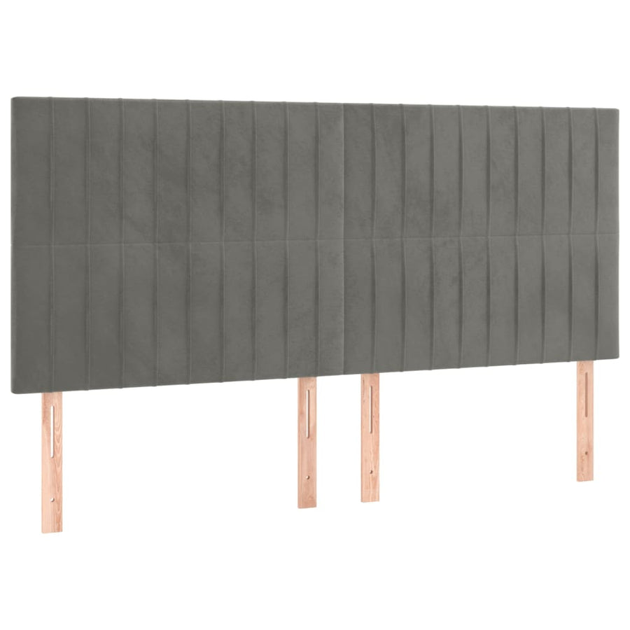Hoofdbord Led Fluweel 160 x 5 x 118/128 cm Lichtgrijs