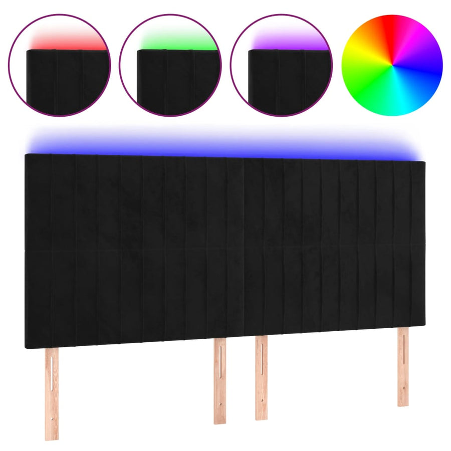 Hoofdbord Led Fluweel 160 x 5 x 118/128 cm Zwart