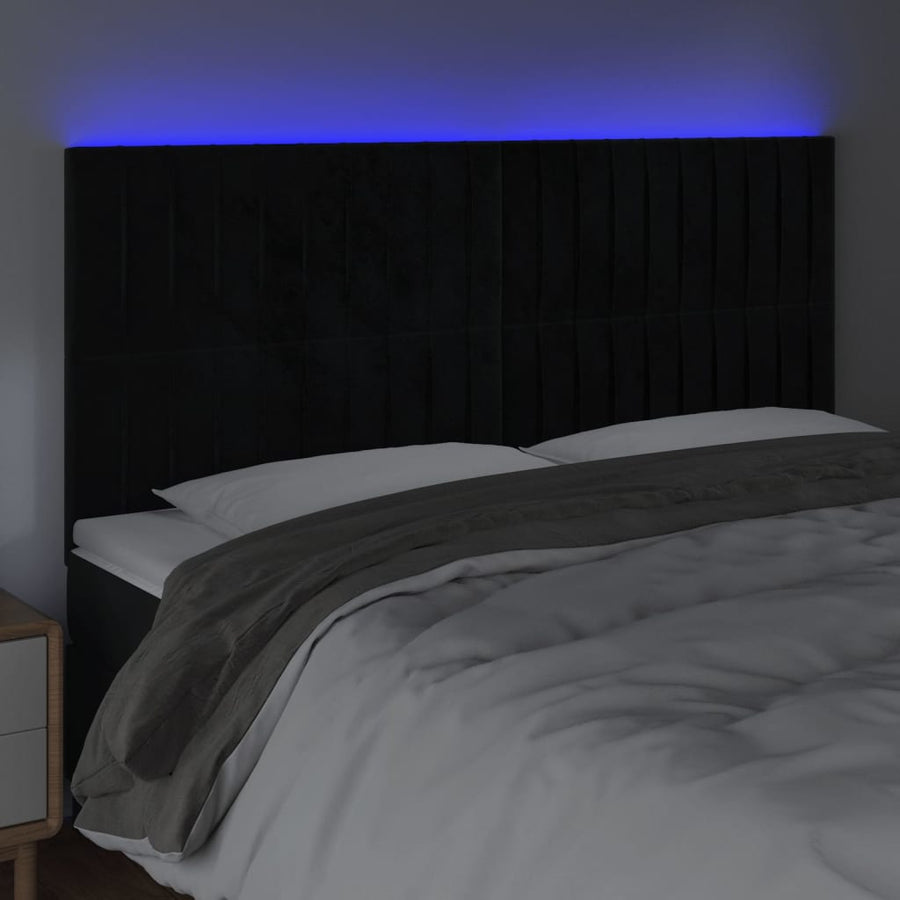 Hoofdbord Led Fluweel 160 x 5 x 118/128 cm Zwart