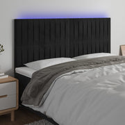 Hoofdbord 160x5x118/128 cm fluweel zwart LED
