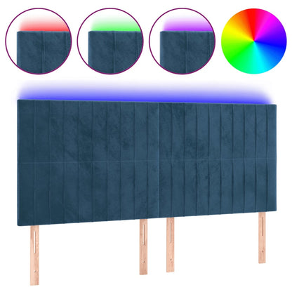 Hoofdbord Led Fluweel 160 x 5 x 118/128 cm Donkerblauw