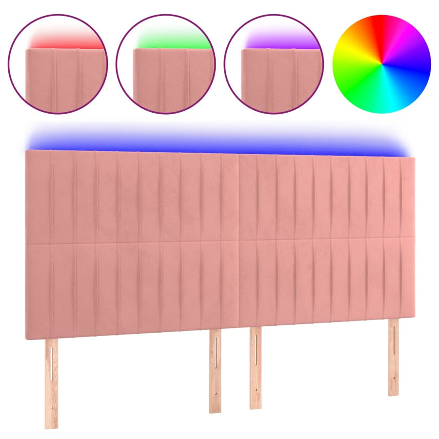 Hoofdbord Led Fluweel 160 x 5 x 118/128 cm Roze