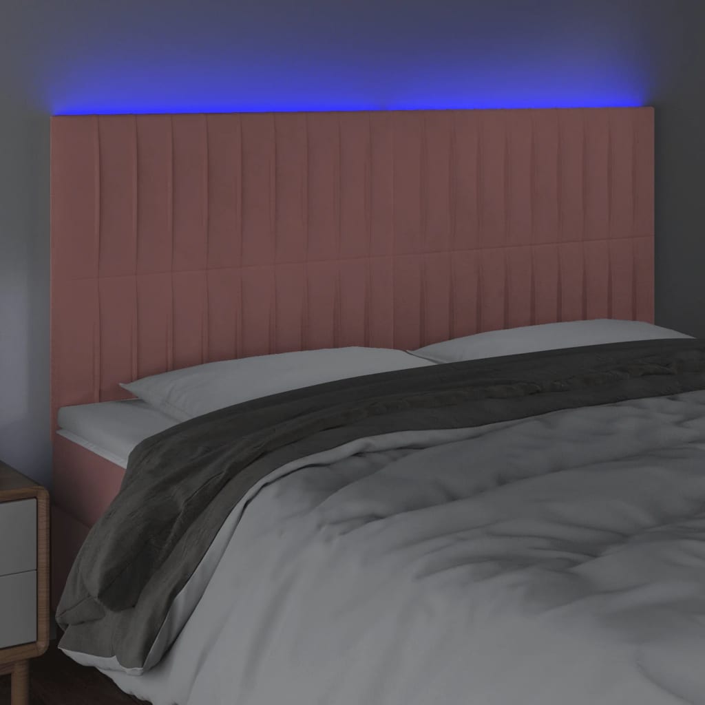 Hoofdbord Led Fluweel 160 x 5 x 118/128 cm Roze