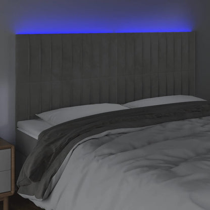 Hoofdbord Led Fluweel 180 x 5 x 118/128 cm Lichtgrijs