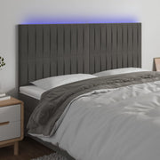 Hoofdbord 180x5x118/128 cm fluweel donkergrijs LED