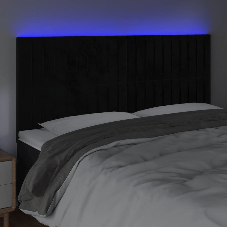Hoofdbord Led Fluweel 180 x 5 x 118/128 cm Zwart