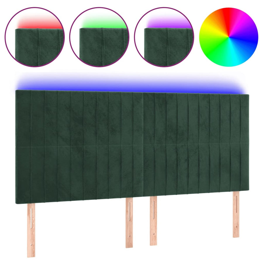 Hoofdbord Led Fluweel 180 x 5 x 118/128 cm Donkergroen