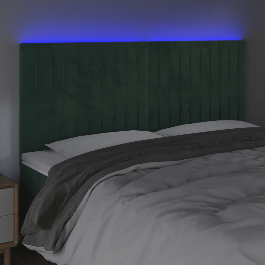 Hoofdbord Led Fluweel 180 x 5 x 118/128 cm Donkergroen