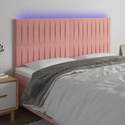 Hoofdbord 180x5x118/128 cm fluweel roze LED