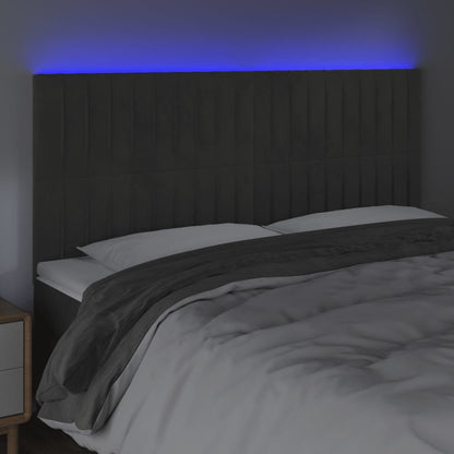 Hoofdbord Led Fluweel 200 x 5 x 118/128 cm Donkergrijs