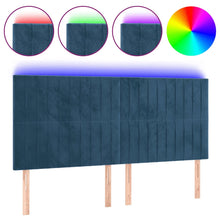 Hoofdbord Led Fluweel 200 x 5 x 118/128 cm Donkerblauw