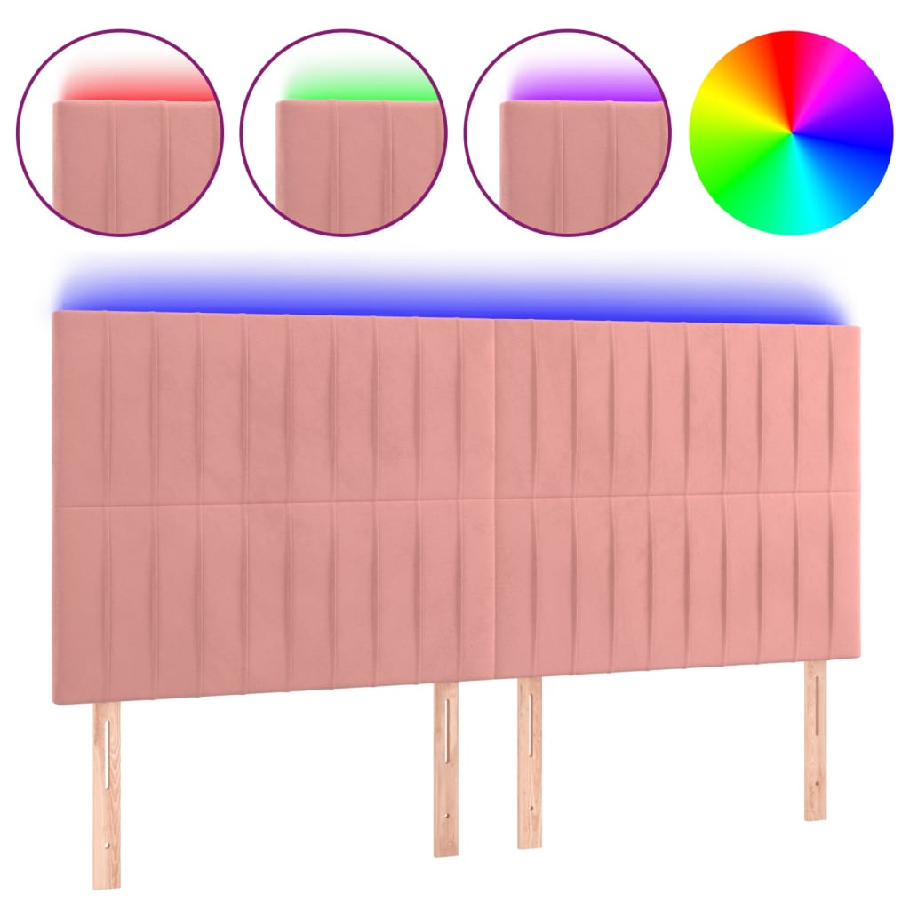Hoofdbord Led Fluweel 200 x 5 x 118/128 cm Roze