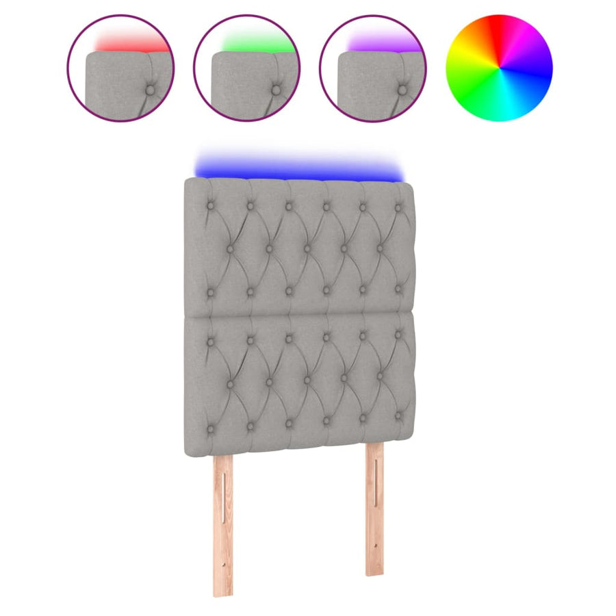 Hoofdbord Led Stof 80 x 7 x 118/128 cm Lichtgrijs