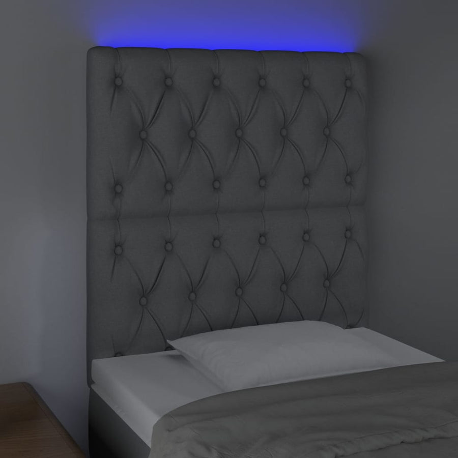 Hoofdbord Led Stof 80 x 7 x 118/128 cm Lichtgrijs
