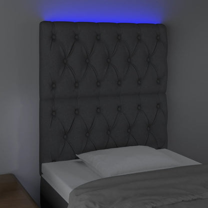 Hoofdbord Led Stof 80 x 7 x 118/128 cm Donkergrijs