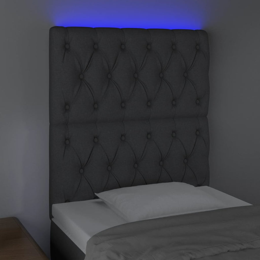 Hoofdbord Led Stof 80 x 7 x 118/128 cm Donkergrijs