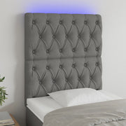 Hoofdbord 80x7x118/128 cm stof donkergrijs LED