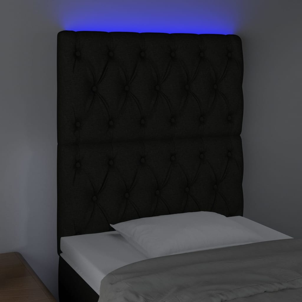 Hoofdbord Led Stof 80 x 7 x 118/128 cm Zwart