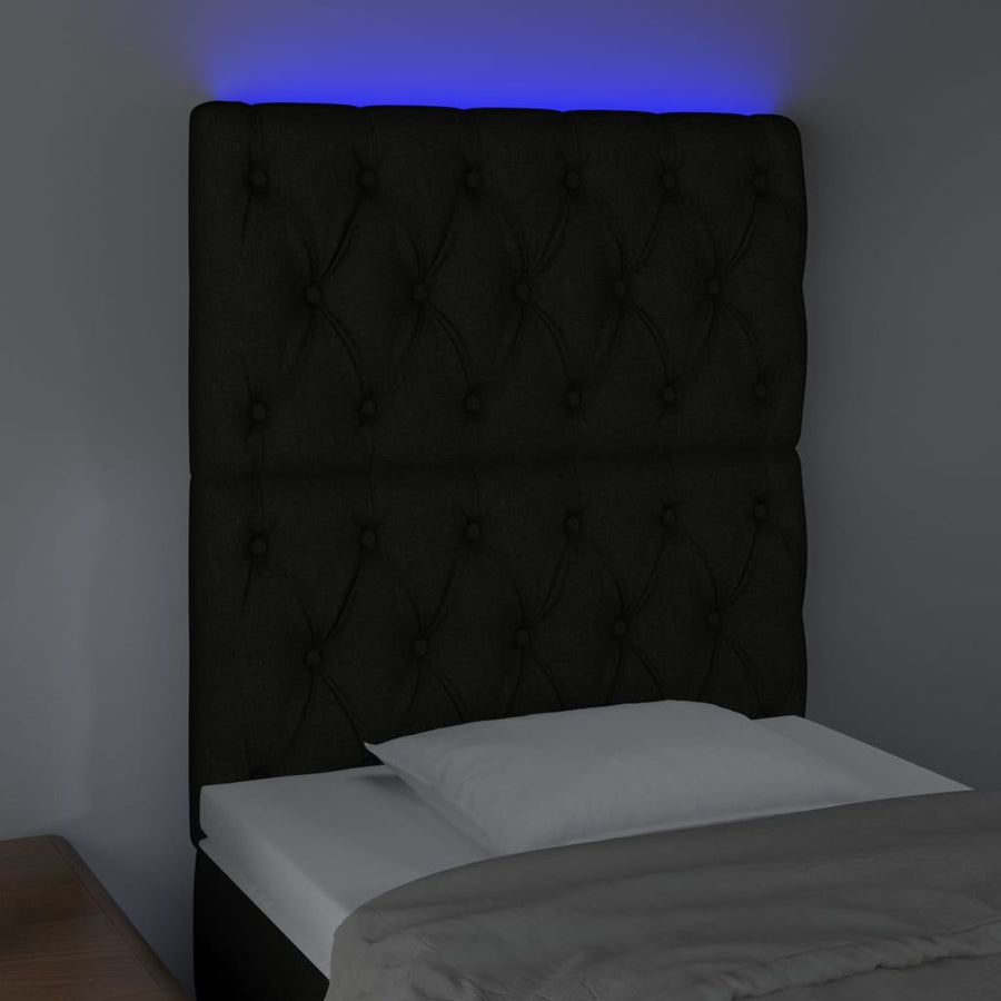 Hoofdbord Led Stof 80 x 7 x 118/128 cm Zwart