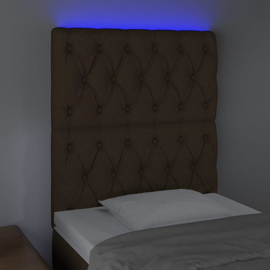 Hoofdbord Led Stof 80 x 7 x 118/128 cm Donkerbruin