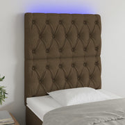 Hoofdbord 80x7x118/128 cm stof donkerbruin LED