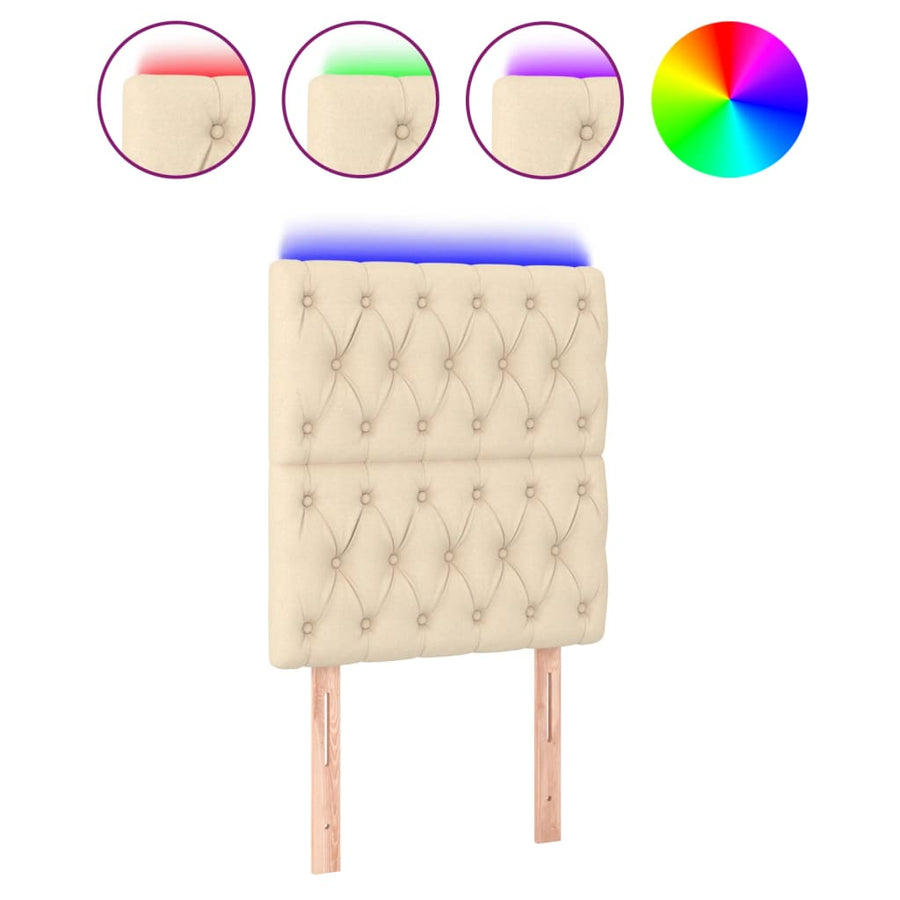 Hoofdbord Led Stof Kleurig 80 x 7 x 118/128 cm Crème